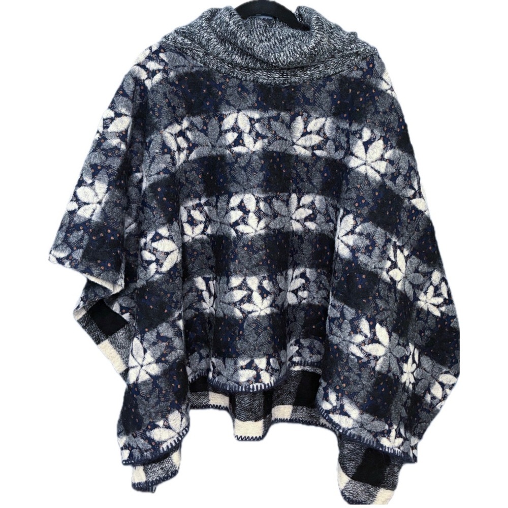 Anthropologie Wintertide Wool Blend Reversible Poncho One Size Lagenlook Artsy